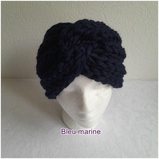 Bandeau cheveux femme bleu marine - Made in France 