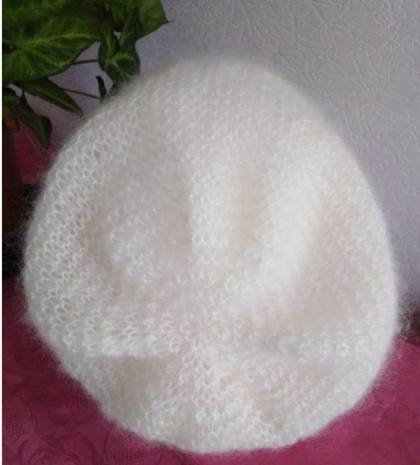 Bonnet femme tricoter en laine mohair et soie "Céline 