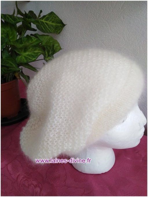 Bonnet femme tricoter en laine mohair et soie "Céline 