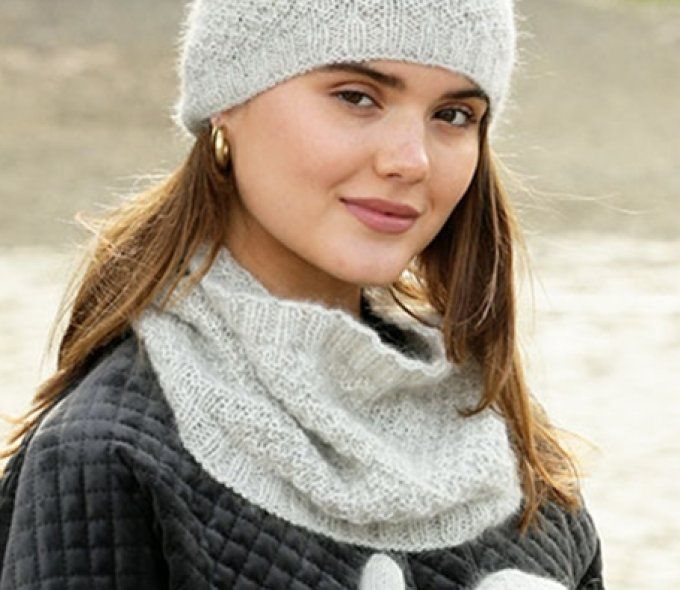 Snood femme tricoté en laine alpaga mohair et soie - Laines-divine