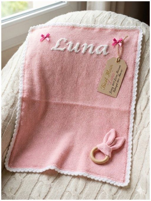 Couverture Bébé Réversible & Personnalisée – Le Luxe du Fait Main