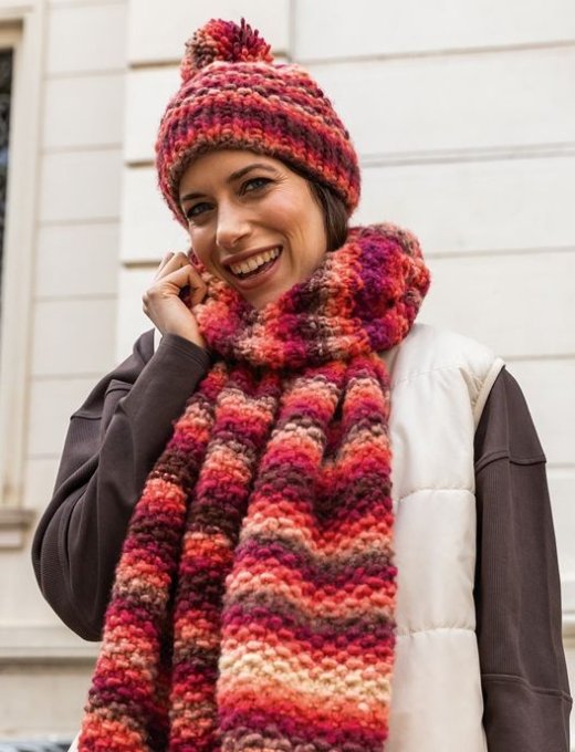 Gros bonnet à pompon tricoter sur-mesure " Lucie "