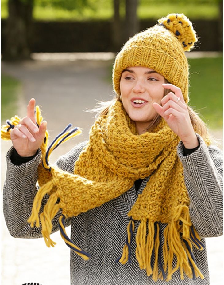 Echarpe femme tricoté main en grosse laine  Lola