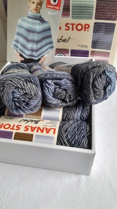 Kit tricot Laine Babel Lanas Stop 210 Gris bleu