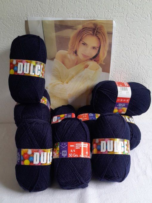 Kit tricot Laine DULCE Lanas Stop 411 bleu marine